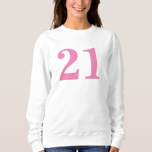 Roze Customize Nummer Basic T-shirt met lange mouw (Voorkant)