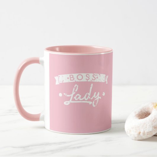 Roze Cute Boss Lady, speciaal cadeau Mok (Met donut)
