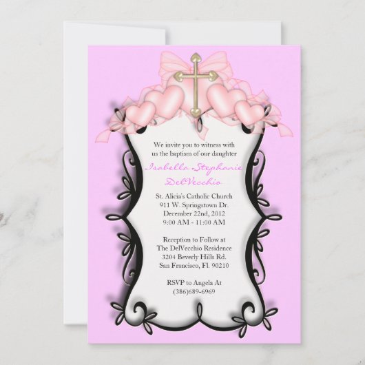 roze CUTE Communauteit/Baptisme Invite Kaart (Voorkant)