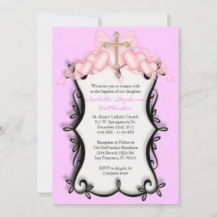 roze CUTE Communauteit/Baptisme Invite Kaart