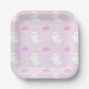 Roze Cute Halloween Papieren Bordje