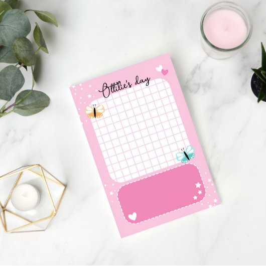 Roze Cute Harten Sterren Vlinders Voeg Naam Toe Post-it® Notes