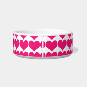 Roze Cute Hearts Pattern Cat Bowl Voerbakje