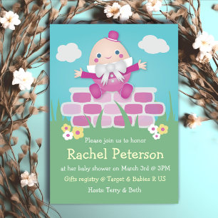 Roze Cute Humpty Dumpty Baby Shower Uitnodiging