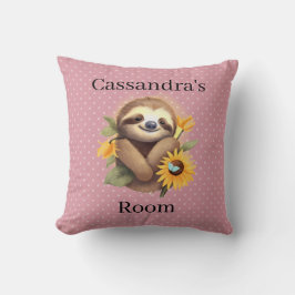 Roze Cute Luiaard Met Zonnebloemen Kussen