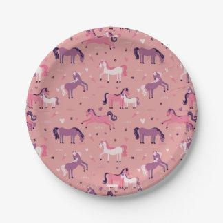 Roze Cute Pony Papieren Bordje