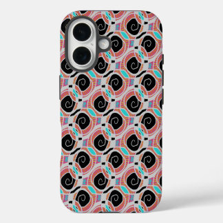 Roze Cyaan Blue White Swirls Abstract Patroon iPhone 16 Hoesje
