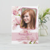 Roze Cymbidium Orchid Foto Afstuderen Uitnodiging (Staand voorkant)