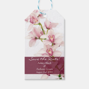 Roze Cymbidium Orchid Foto Bruiloft Save the Date Cadeaulabel