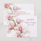 Roze Cymbidium Orchidee Huwelijk Antwoord RSVP Kaa (Voorkant / Achterkant)