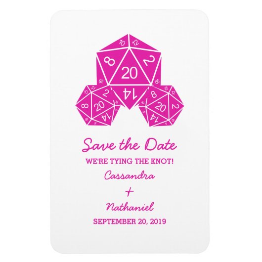 Roze D20-apparaat Opslaan Datum magneet (Verticaal)
