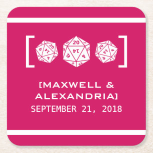 Roze D20-desktop Onderzetters voor gamerpapier
