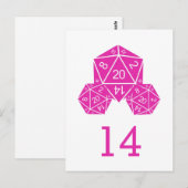 Roze D20-desktop tabelnummer Briefkaart (Voorkant / Achterkant)