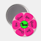 Roze Dachshund Magnet Magneet (Voorkant / Achterkant)