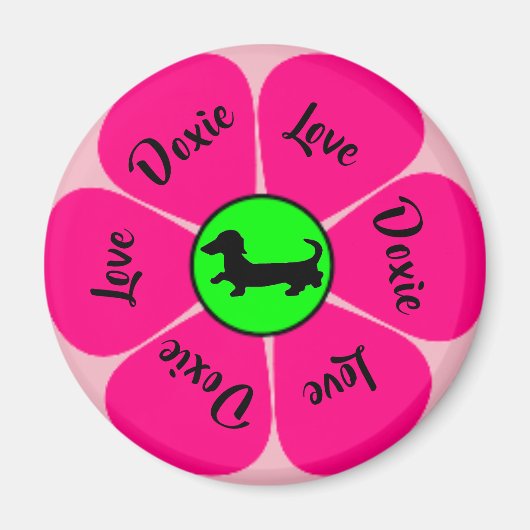 Roze Dachshund Magnet Magneet (Voorkant)