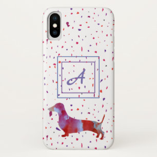 Roze dachshund Waterverf Art Confetti iPhone X Hoesje