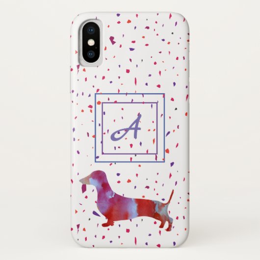 Roze dachshund Waterverf Art Confetti Case-Mate iPhone Case (Achterkant)