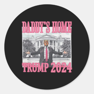 Roze Daddys Huis Trump 2024 Ronde Sticker