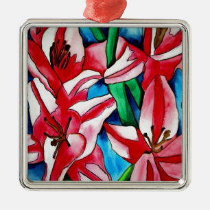 Roze dag laly waterverf art schilderij metalen ornament