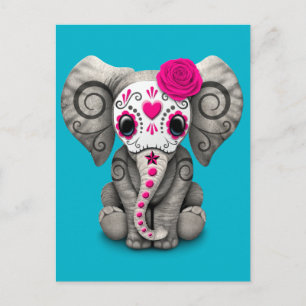 Roze dag van de dode Baby van de schedel Briefkaart