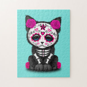 Roze dag van de dode Kitten Legpuzzel