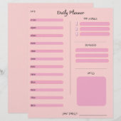 Roze Dagelijkse Planner Briefhoofd (Voorkant / Achterkant)