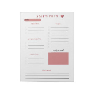 Roze Dagelijkse Planner Pagina's Notitieblok