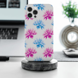 Roze dahlia, blauwe dahla, bloemmotief, bloemen iPhone 15 pro max hoesje