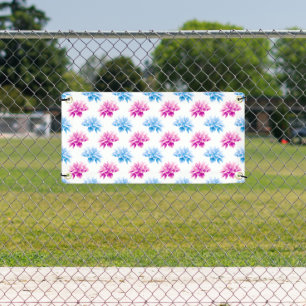 Roze dahlia, blauwe dahla, bloemmotief, bloemen spandoek
