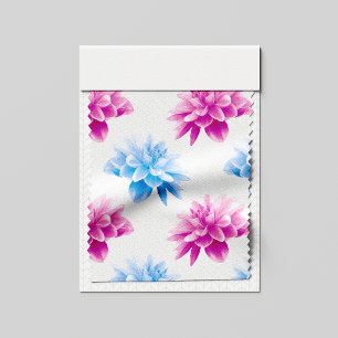 Roze dahlia, blauwe dahla, bloemmotief, bloemen stof