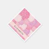 Roze dahlia bloemen, bloemenpatroon, Jouw naam Servet (Hoek)