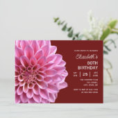 Roze Dahlia Bloemen Herfst Bourgondië 80ste Verjaa Kaart (Staand voorkant)