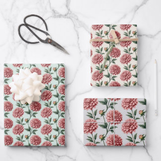 Roze Dahlia Bloemmotief Vintage Inpakpapier Vel
