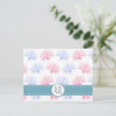 Roze Dahlia, Blue Dahlia, Flowers, Monogram Briefkaart (Staand voorkant)