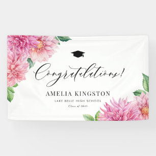 Roze Dahlia Botanische Felicitaties Afstuderen Spandoek