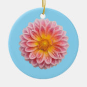 Roze Dahlia en dauwdruppels Keramisch Ornament (Voorkant)