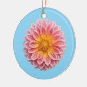Roze Dahlia en dauwdruppels Keramisch Ornament (Links)