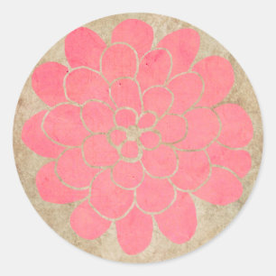 -roze Dahlia Floral Wedding Ronde Sticker