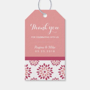 Roze Dahlia Flower Pattern Dank je cadeau Labels Cadeaulabel