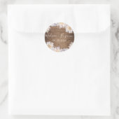 Roze Dahlia Flower Rustic Wood Weddenschap Datum Ronde Sticker (Tas)