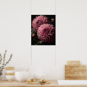 Roze Dahlia Flowers Art Print Poster (Keuken)