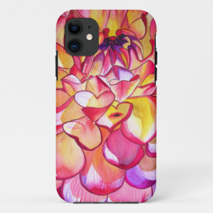 Roze Dahlia waterverf fijne kunst iPhone 11 Hoesje