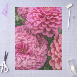 Roze Dahlias Bloemen Tissuepapier