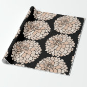 Roze Dahlia's op zwarte achtergrond Cadeaupapier (Uitgerold)