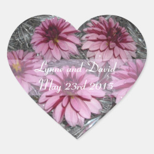 Roze Dahlias Save the Date Hart Sticker
