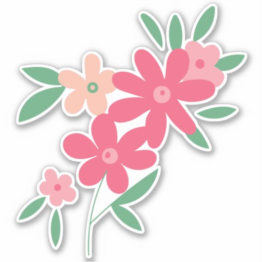 Roze Dainty Flower Motif Sticker (Voorkant)