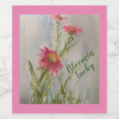 Roze Daises Wijnlabel Wijn Etiket (Enkel label)