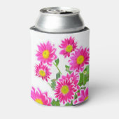 Roze Daisies / Asters Bouquet + jouw ideeën Blikjeskoeler (Blikje Achterkant)