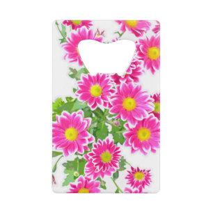 Roze Daisies / Asters Bouquet + jouw ideeën Kredietkaart Flessenopener