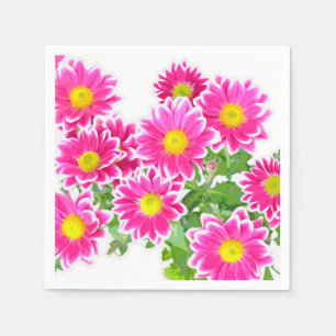 Roze Daisies / Asters Bouquet + jouw ideeën Servetten
